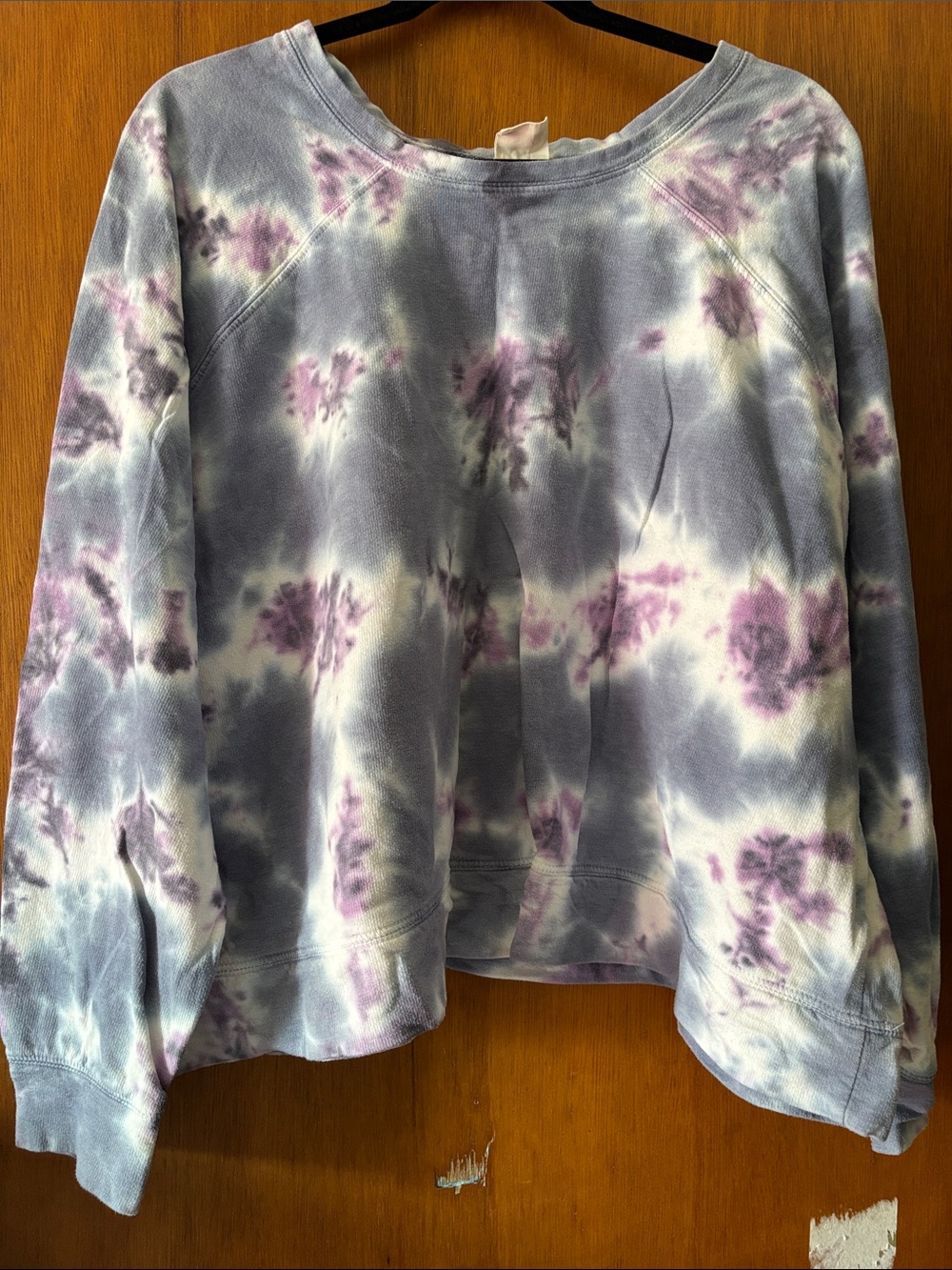 UR Urban Rebel Women's Crewneck Sweater in Light Blue & Purple Tie-Dye